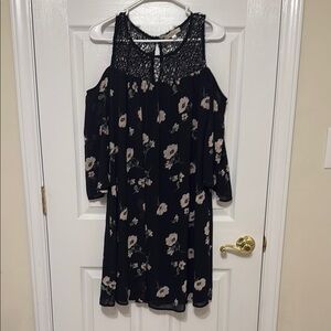 Floral Black Cold Shoulder Dress